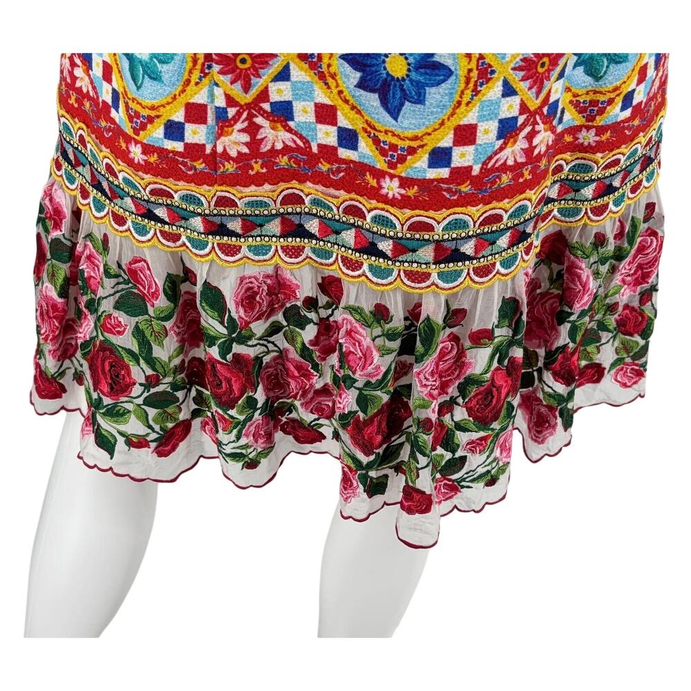 Dolce & Gabbana Carretto Rose Print Guipure Lace Shift Dress - Excellent IT 46 - Picture 7 of 8